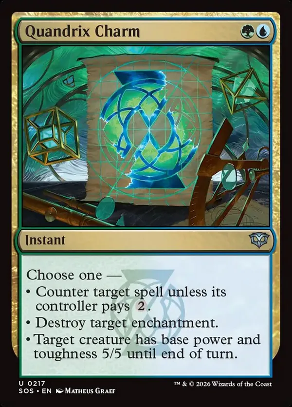 mtg charm cards Seedling [Mirage] Creatures you control get +1/+1 and gain trample until end of turn. Quandrix Charm  Secrets of