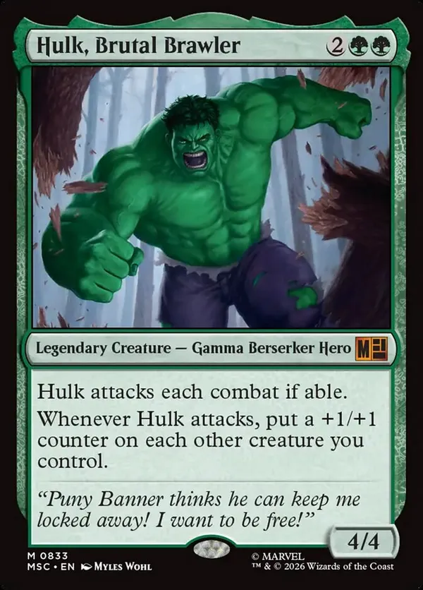 Hulk, Brutal Brawler • Commander: Marvel Super Heroes (MSC) #833