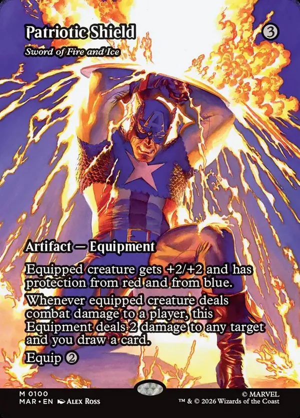 MTG Patriotic Shield ボーダーレス Foil 英語版 Patriotic Shield - Sword of Fire and Ice (Borderless) • Marvel