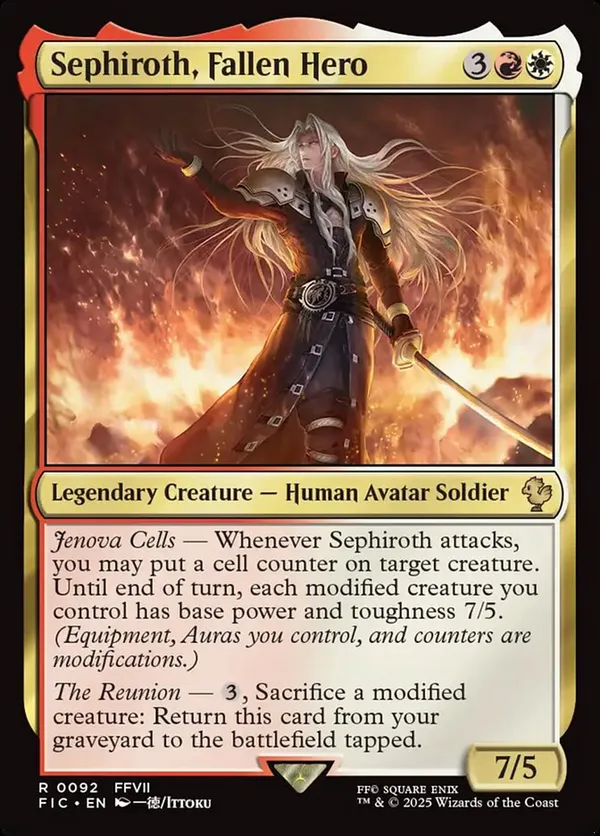 sephiroth fabled soldier mtg card kingdom Sephiroth, COMMANDER DECK you may sacrifice another creature Final Fantasy Variants Foil: Sephiroth,