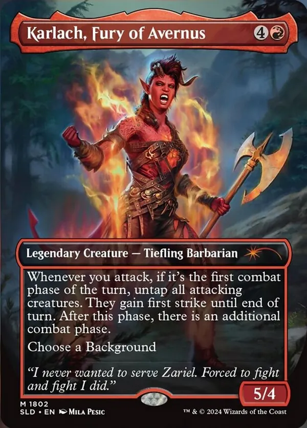 MTG foil 英語版 アヴェルヌスの憤怒、カーラック Secret Lair Karlach, Fury of Avernus (Rainbow Foil) • Secret Lair Series