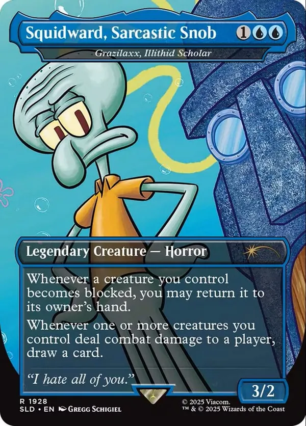 Squidward, Sarcastic Snob - Grazilaxx, Illithid Scholar (Rainbow Foil)