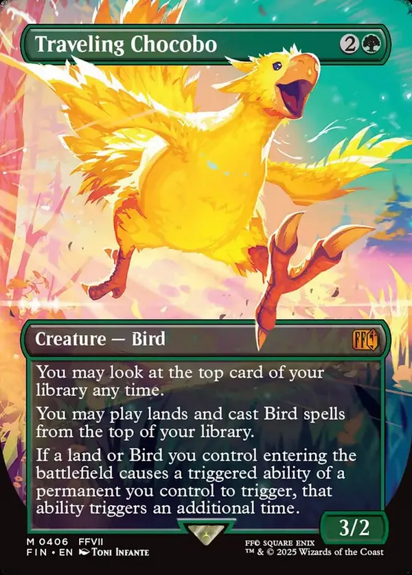 Traveling Chocobo (Borderless) (Neon Ink Yellow) • Universes