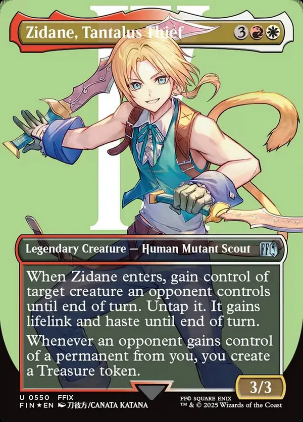 MTG☆FF☆ジタン・トライバル☆Foil Zidane, Tantalus Thief (Borderless) (Surge Foil) • Universes