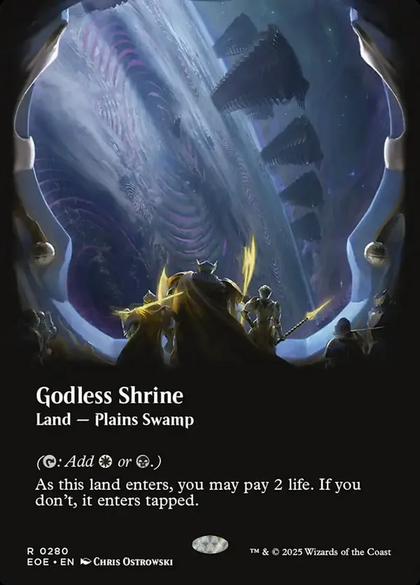 Godless Shrine (Borderless) (Galaxy Foil) • Unfinity (UNF) #533