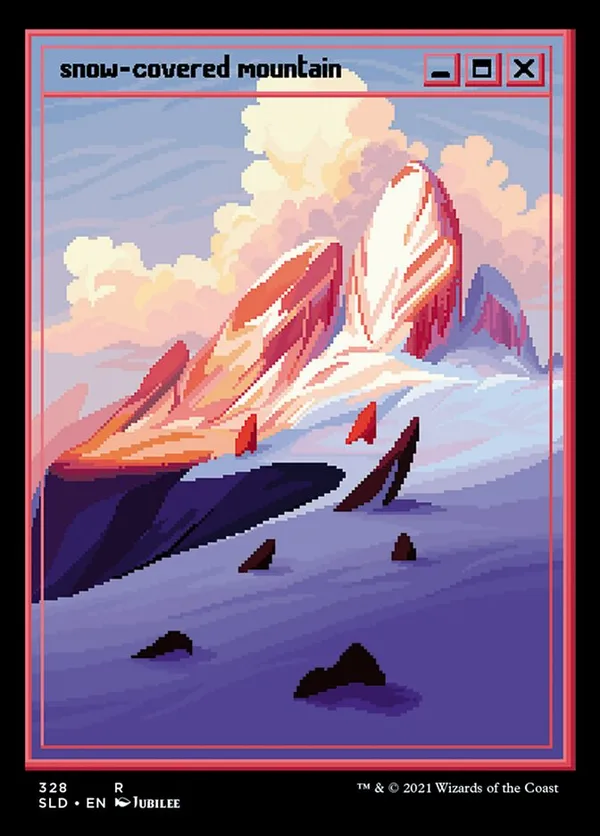 Snow-Covered Mountain (PixelSnowLands.jpg) (Foil Etched)