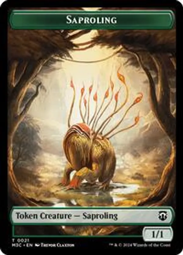 Saproling (Ripple Foil) // Emblem - Garruk, Apex Predator Double-Sided Token