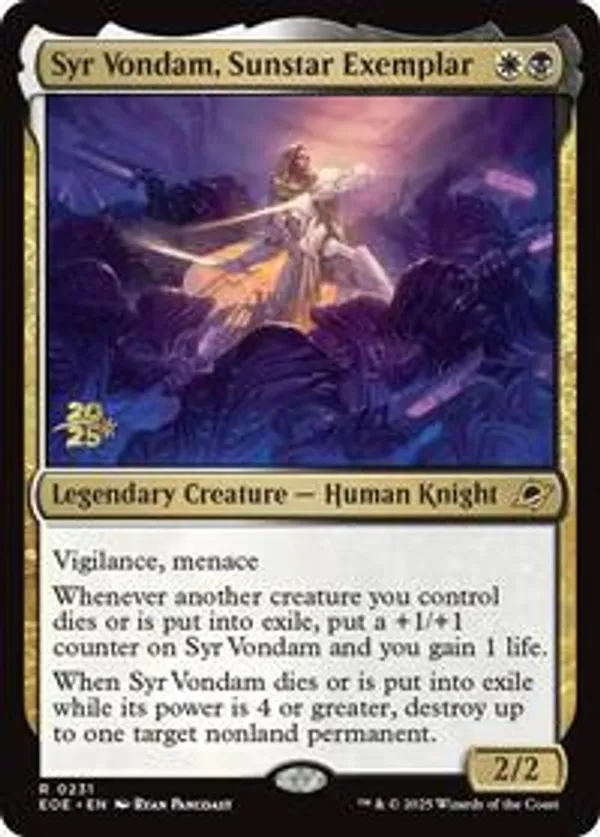 Syr Vondam, Sunstar Exemplar