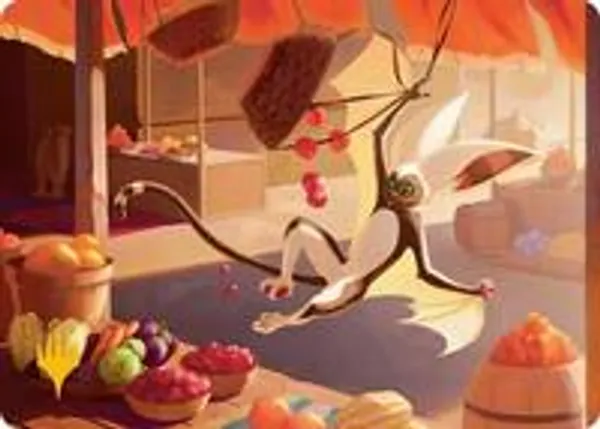 Momo, Playful Pet Art Card (Gold-Stamped Planeswalker Symbol)