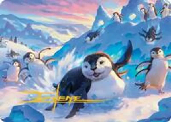 Otter-Penguin Art Card (Gold-Stamped Signature)