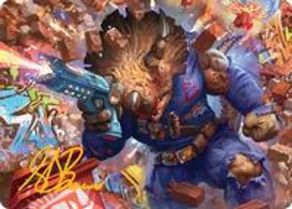 Zog, Triceraton Castaway Art Card (Gold-Stamped Signature)