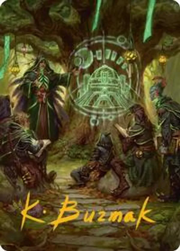 mtg gold signed art cards Deep Analysis Card (Gold-Stamped Signature) [Commander Masters Art Bloomburrow Art Series Type Art Card 54: Bring to