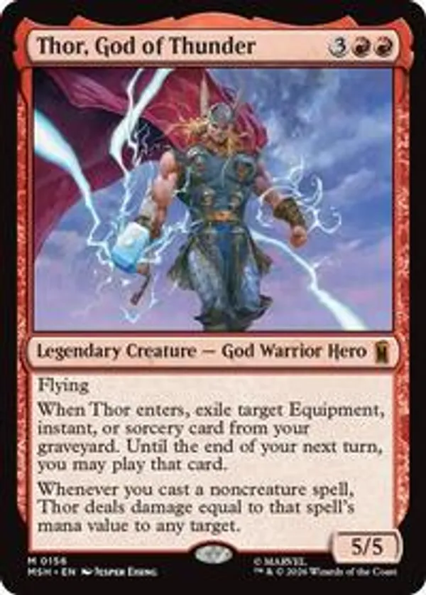 mjolnir mtg card Magic The Gathering - Universes Beyond - Assassin's Creed attach it to target legendary creature you control Mjolnir, Hammer of Thor