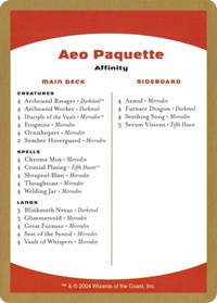 2004 Aeo Paquette Decklist Card