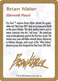 2002 Brian Kibler Biography Card