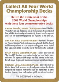 2002 World Championship Advertisement Card