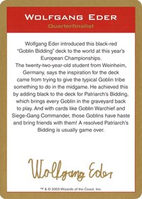 2003 Wolfgang Eder Biography Card