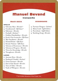 2004 Manuel Bevand Decklist Card