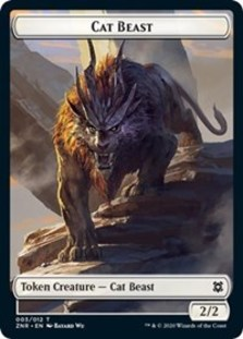 Cat Beast // Goblin Construct Double-sided Token