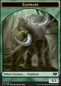 Elephant // Elf Warrior Double-sided Token